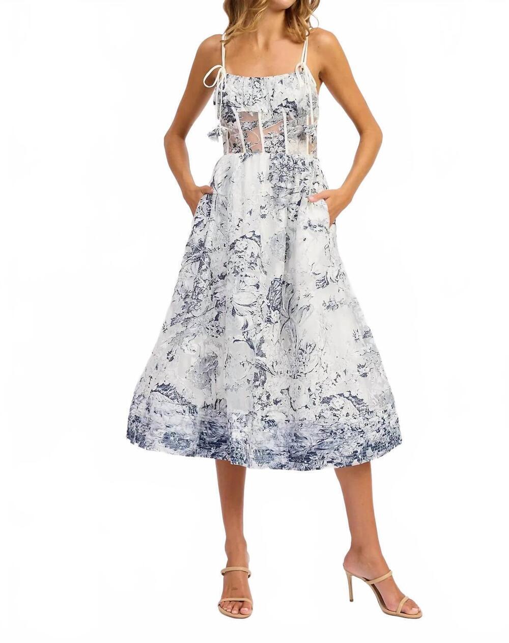 NEW EN SAISON cyrus floral midi dress in blue